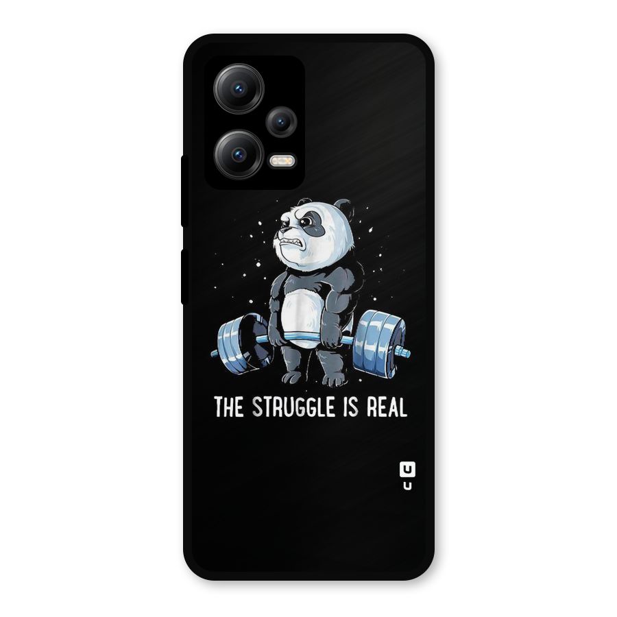Struggle is Real Panda Metal Back Case for Redmi Note 12 5G