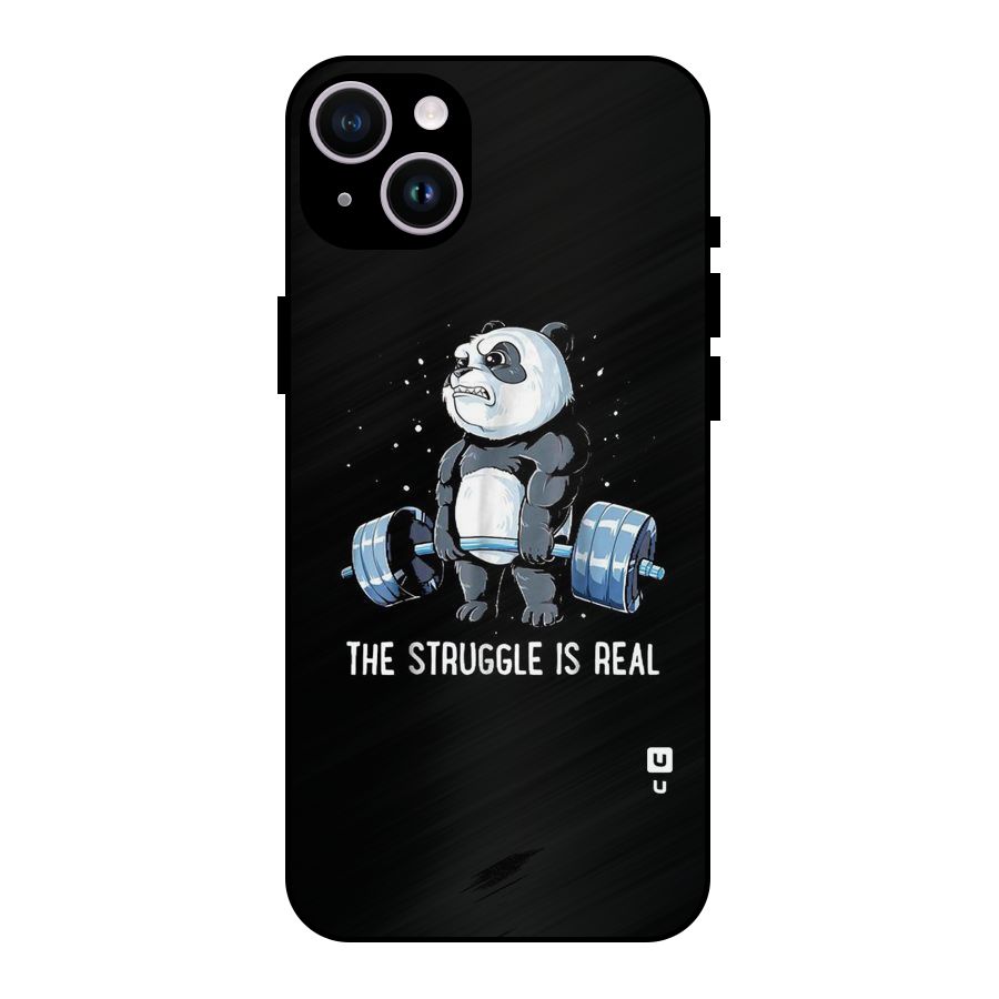 Struggle is Real Panda Metal Back Case for iPhone 14 Plus