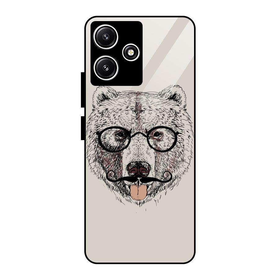 Studious Bear Glass Back Case for Poco M6 Pro