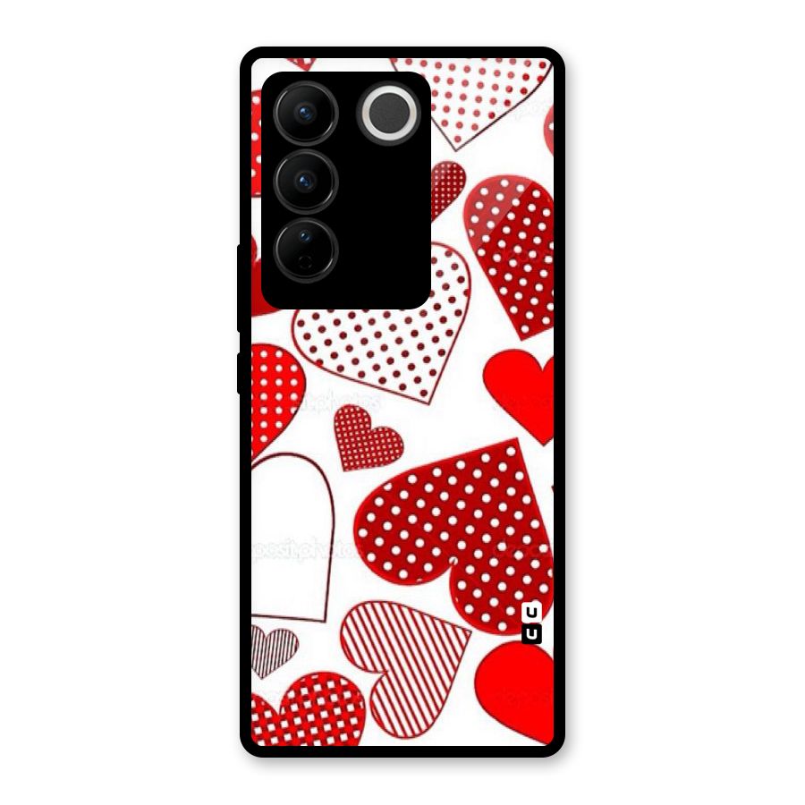 Style Hearts Glass Back Case for Vivo V27 Pro
