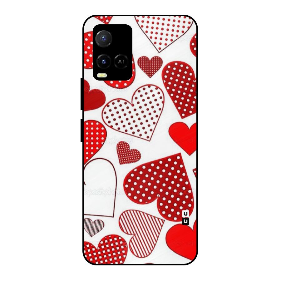 Style Hearts Metal Back Case for Vivo Y21 2021