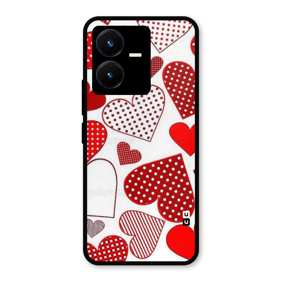 Style Hearts Metal Back Case for Vivo Y22s