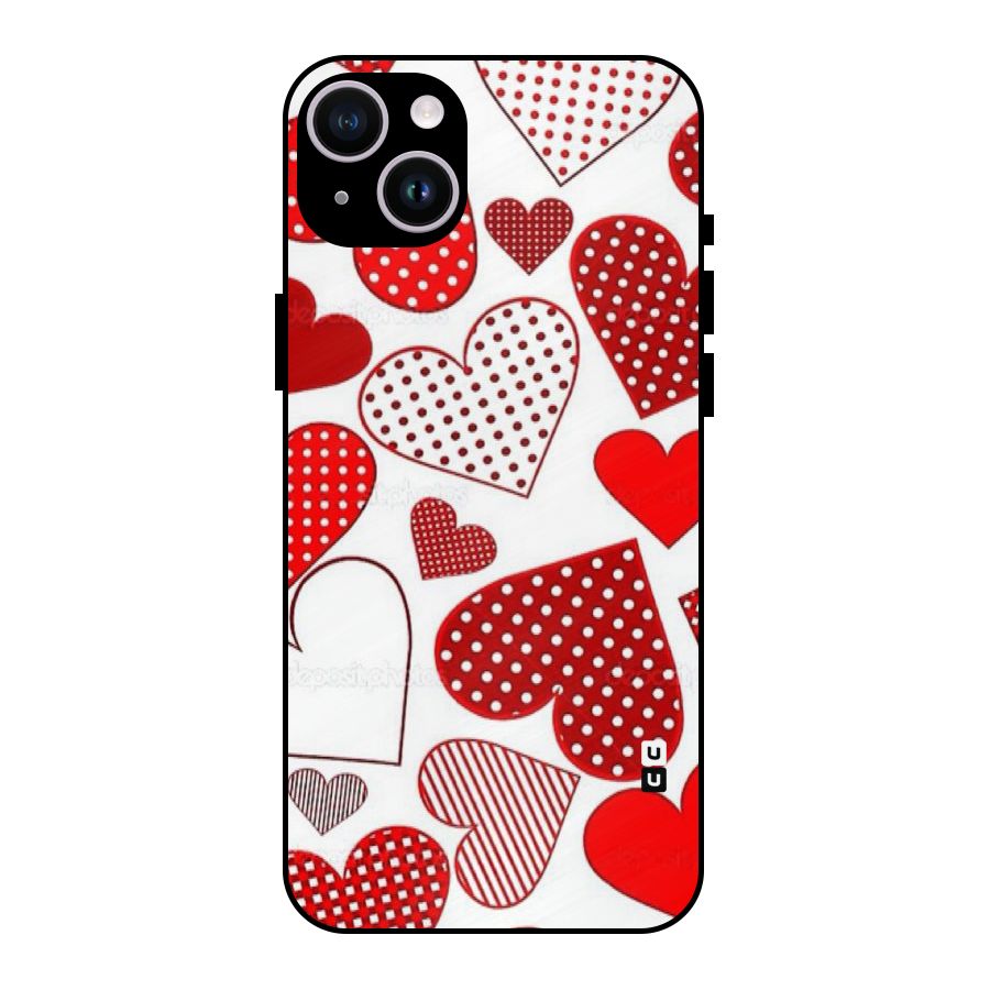 Style Hearts Metal Back Case for iPhone 14 Plus