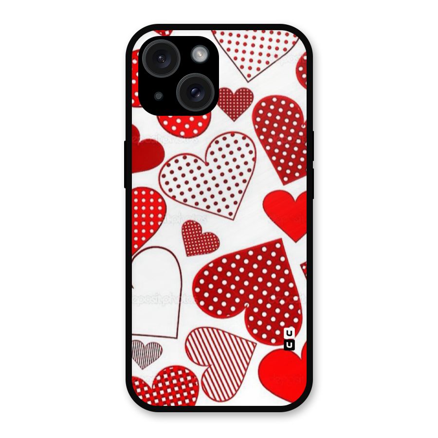 Style Hearts Metal Back Case for iPhone 15
