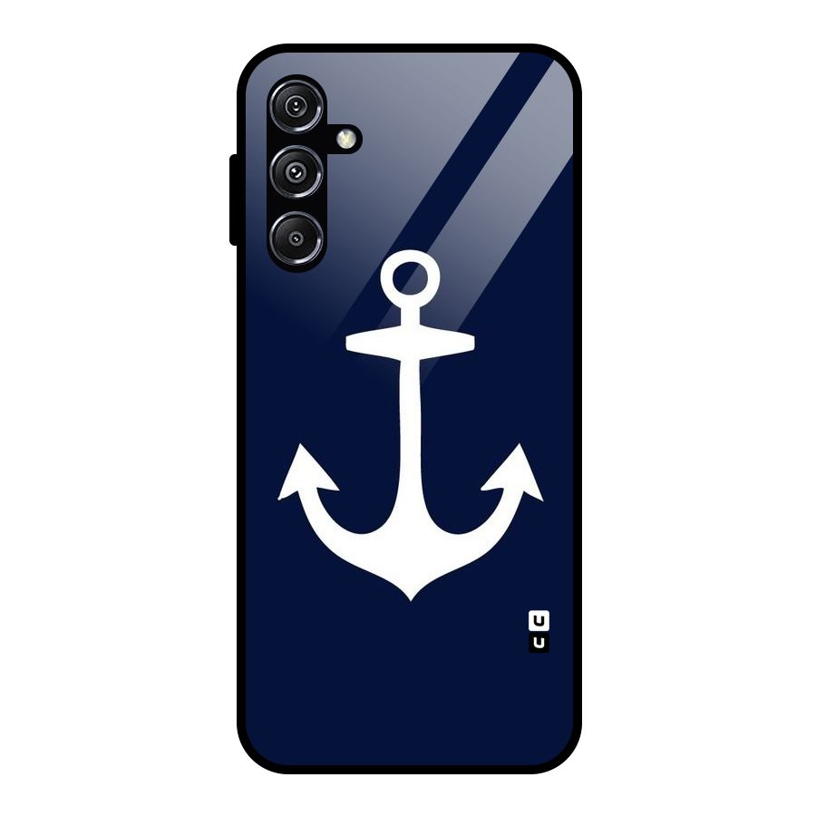 Stylish Anchor Design Glass Back Case for Galaxy M34 5G