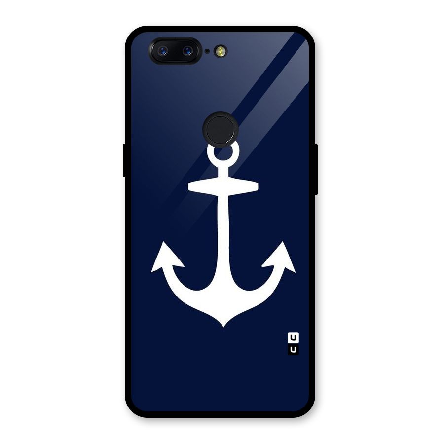 Stylish Anchor Design Glass Back Case for OnePlus 5T