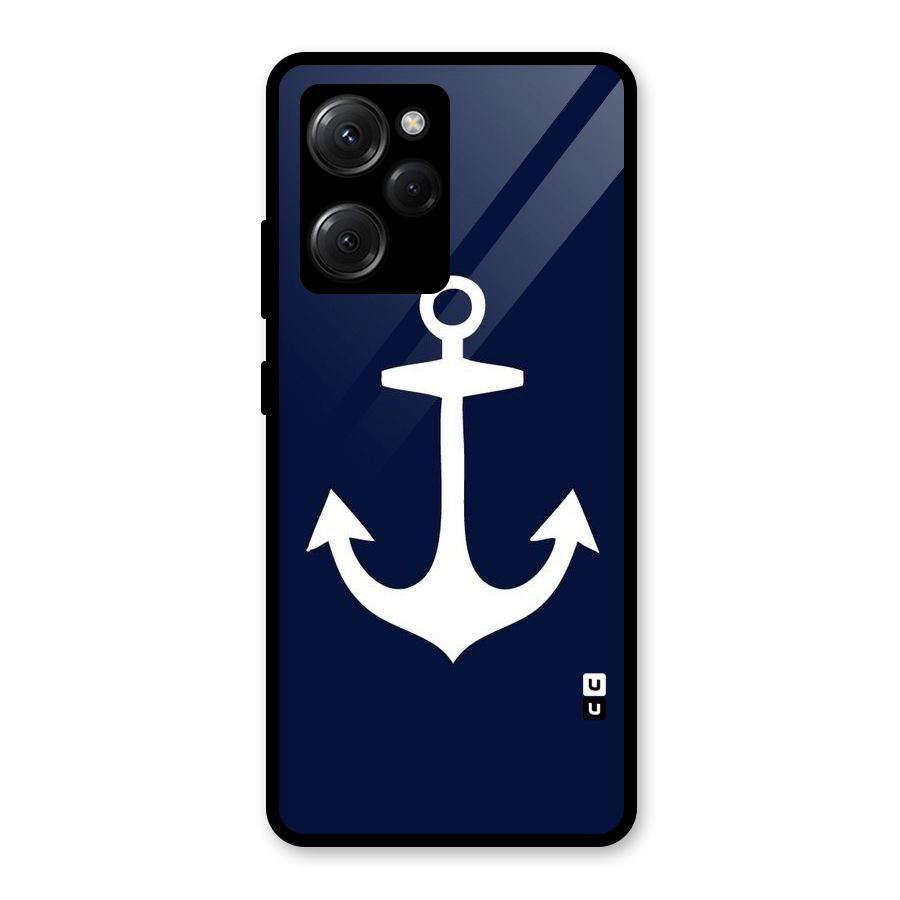 Stylish Anchor Design Glass Back Case for Poco X5 Pro