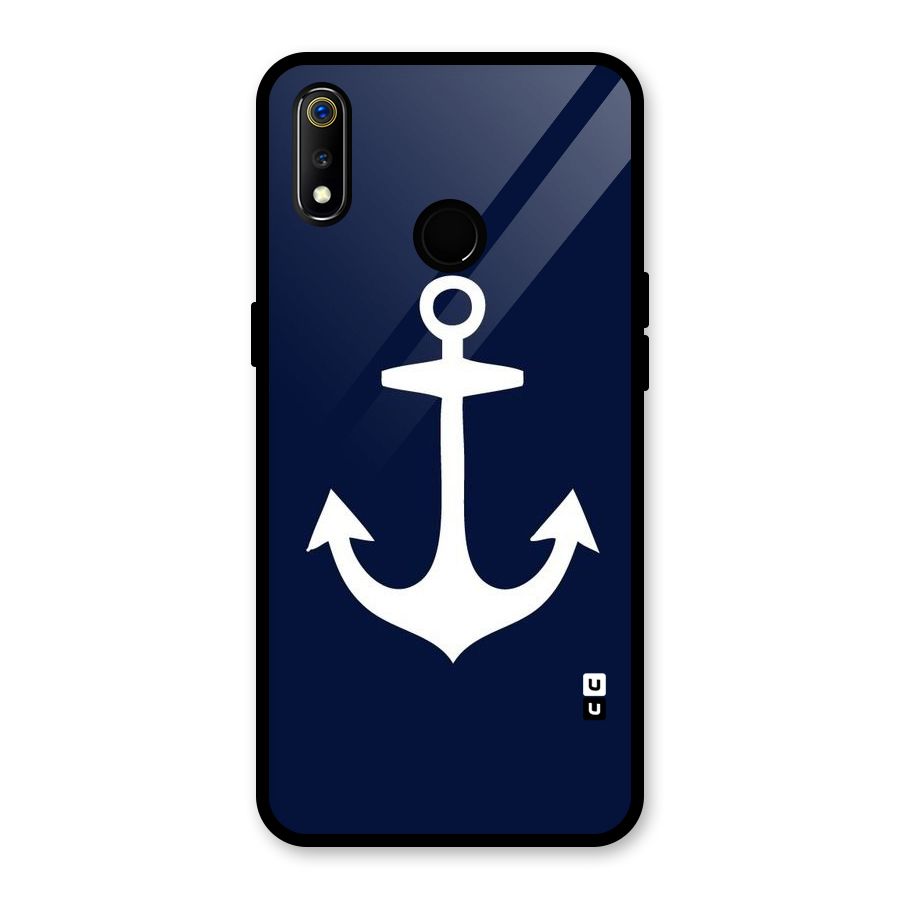 Stylish Anchor Design Glass Back Case for Realme 3