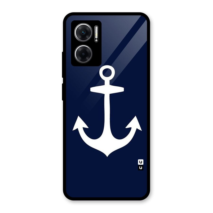 Stylish Anchor Design Glass Back Case for Redmi 11 Prime 5G
