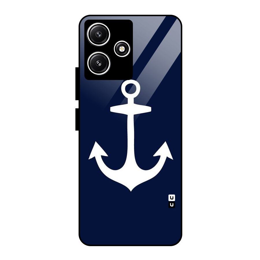 Stylish Anchor Design Glass Back Case for Redmi 12 5G