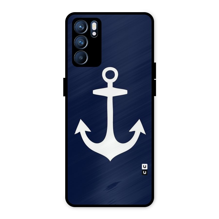 Stylish Anchor Design Metal Back Case for Oppo Reno6 5G