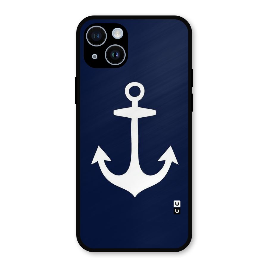 Stylish Anchor Design Metal Back Case for iPhone 14