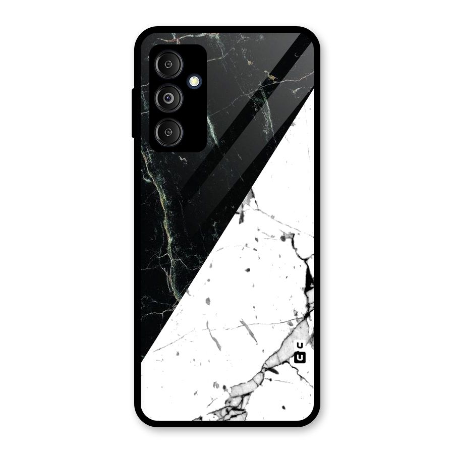 Stylish Diagonal Marble Glass Back Case for Galaxy M14 5G