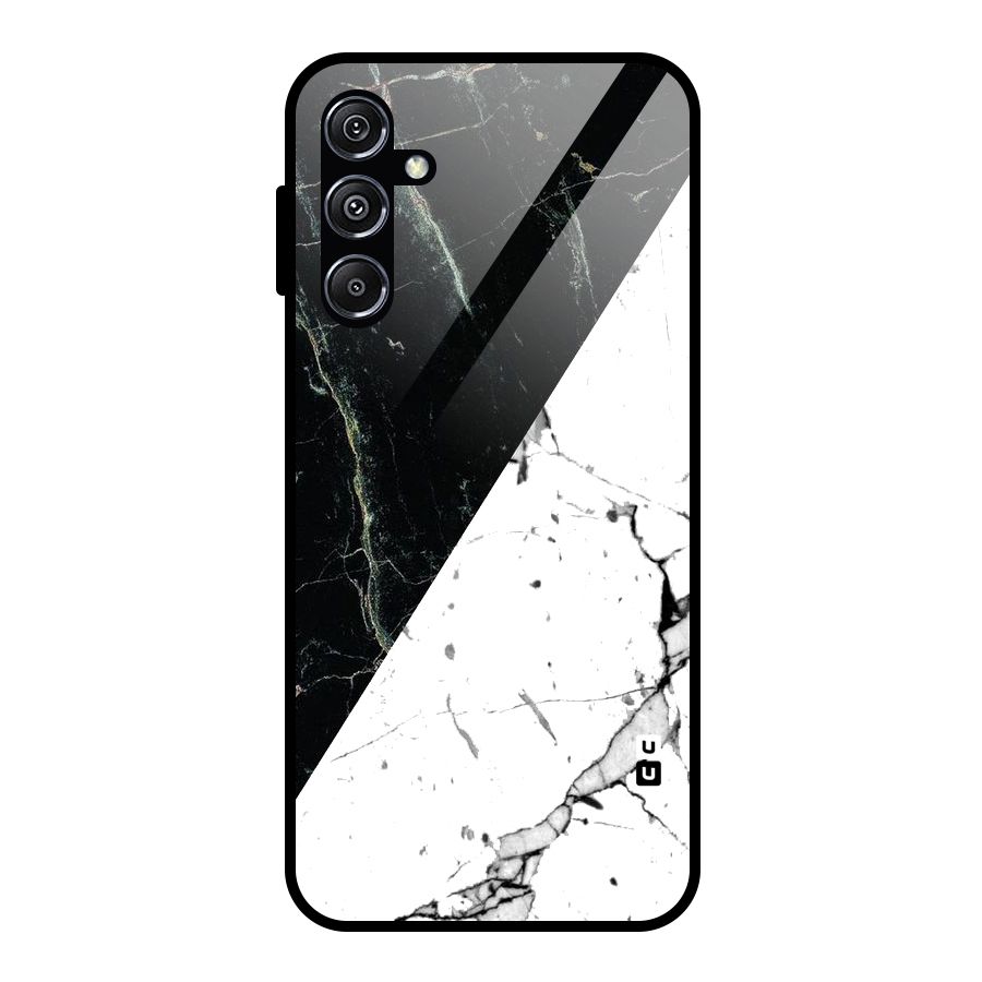 Stylish Diagonal Marble Glass Back Case for Galaxy M34 5G