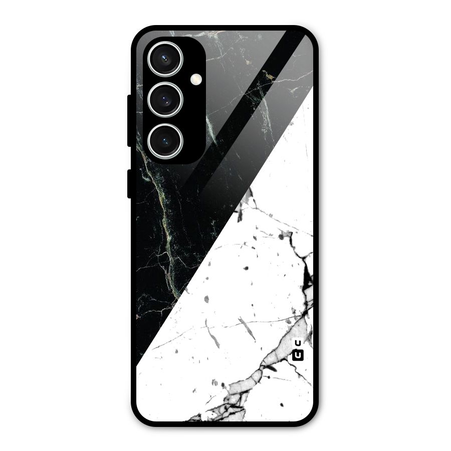 Stylish Diagonal Marble Glass Back Case for Galaxy S23 FE