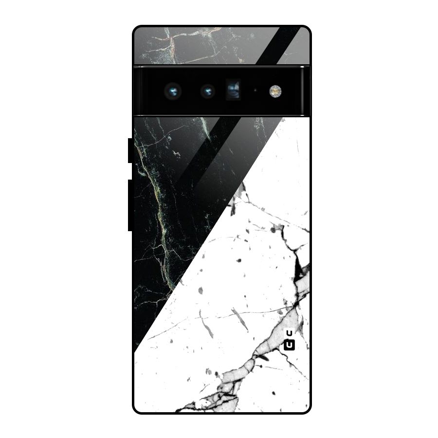 Stylish Diagonal Marble Glass Back Case for Google Pixel 6 Pro