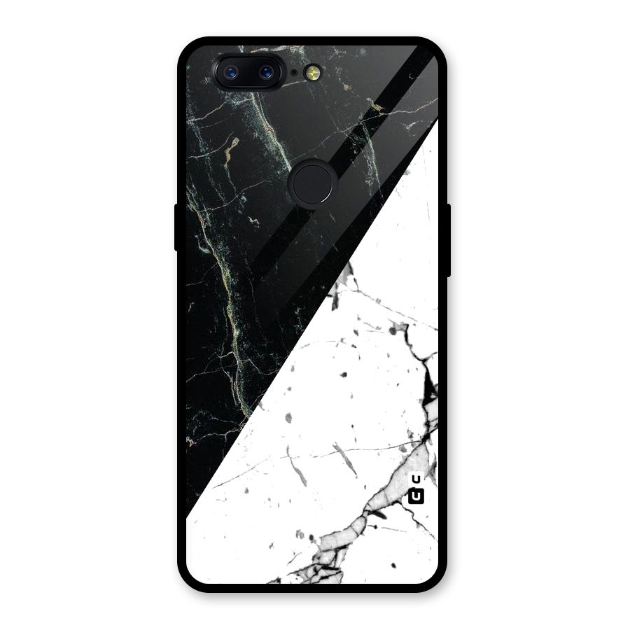 Stylish Diagonal Marble Glass Back Case for OnePlus 5T