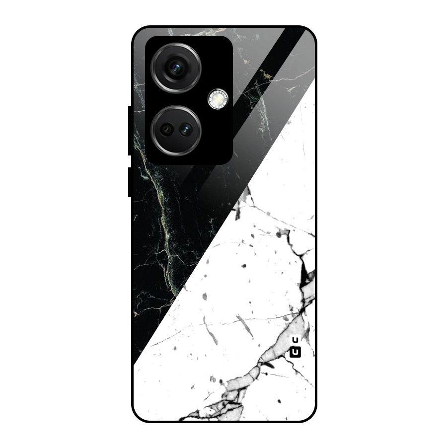 Stylish Diagonal Marble Glass Back Case for OnePlus Nord CE 3 5G