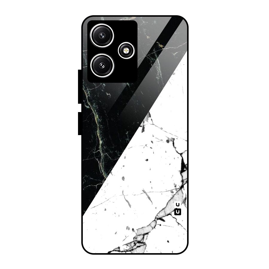 Stylish Diagonal Marble Glass Back Case for Poco M6 Pro