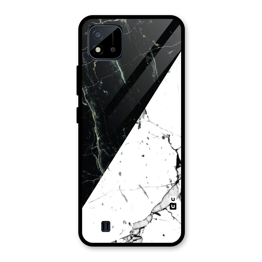 Stylish Diagonal Marble Glass Back Case for Realme C11 2021