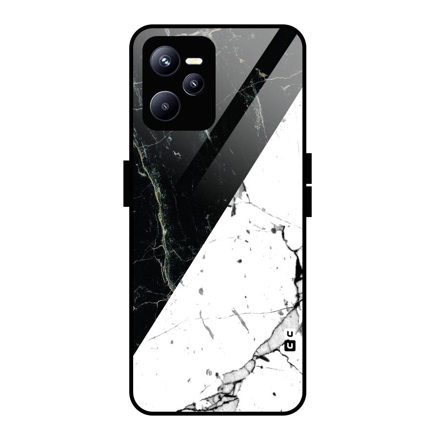 Stylish Diagonal Marble Glass Back Case for Realme C35