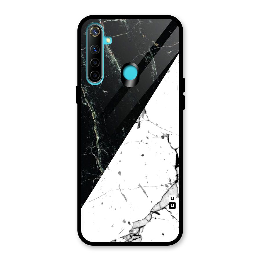 Stylish Diagonal Marble Glass Back Case for Realme Narzo 10