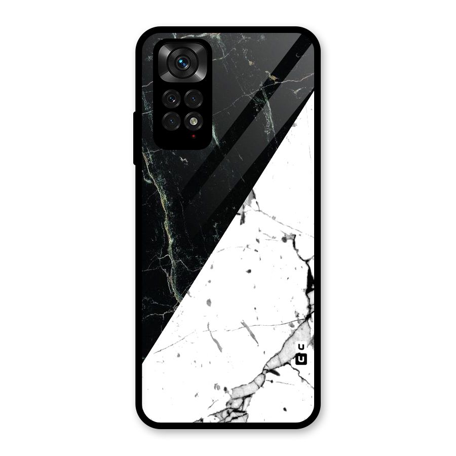 Stylish Diagonal Marble Glass Back Case for Redmi Note 11S