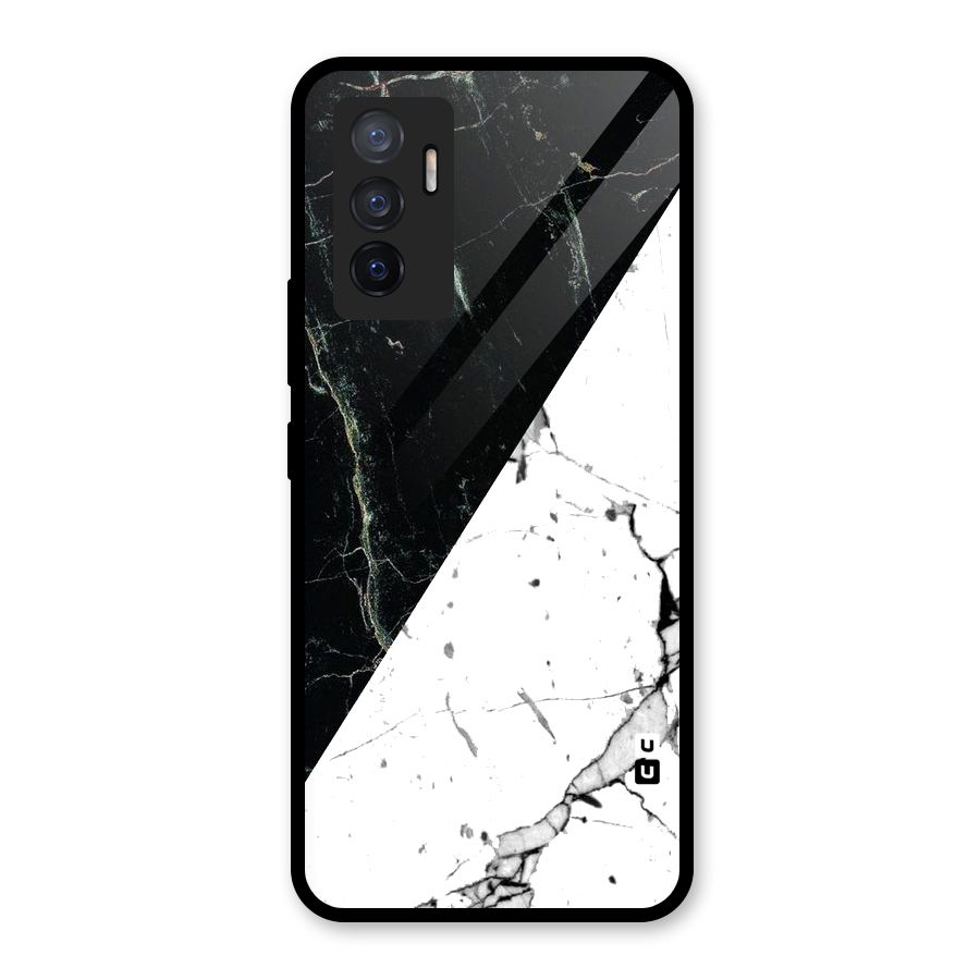 Stylish Diagonal Marble Glass Back Case for Vivo V23e