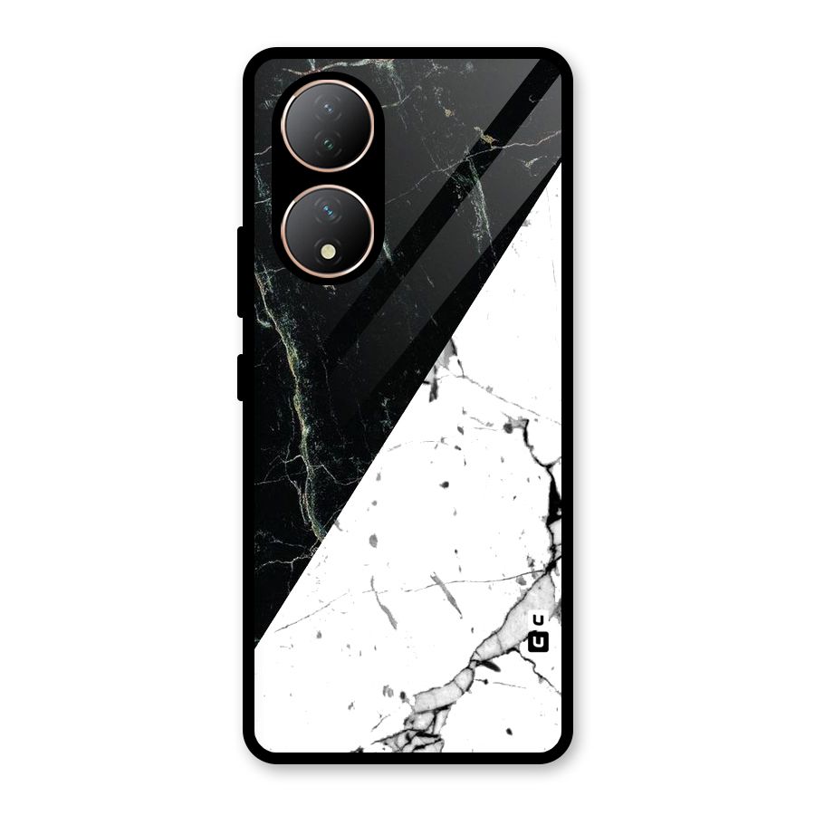 Stylish Diagonal Marble Glass Back Case for Vivo Y100A