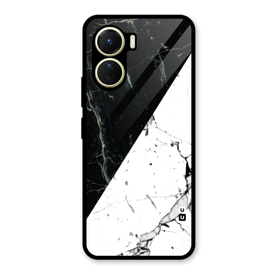 Stylish Diagonal Marble Glass Back Case for Vivo Y56