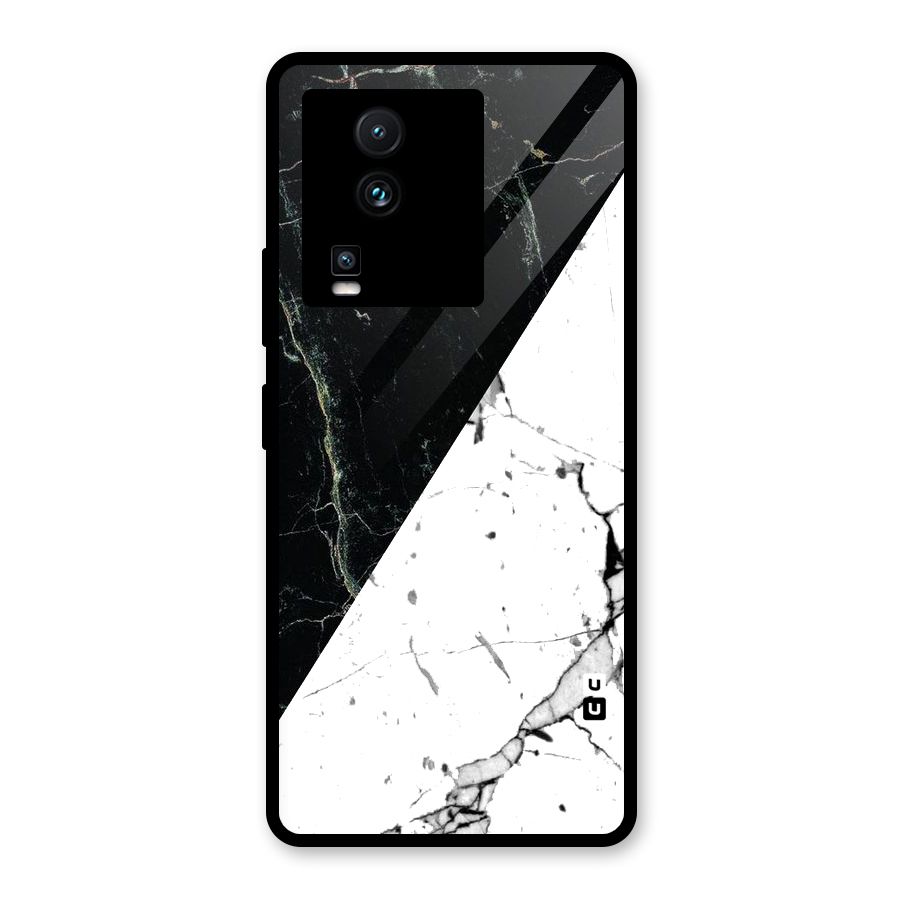 Stylish Diagonal Marble Glass Back Case for Vivo iQOO Neo 7