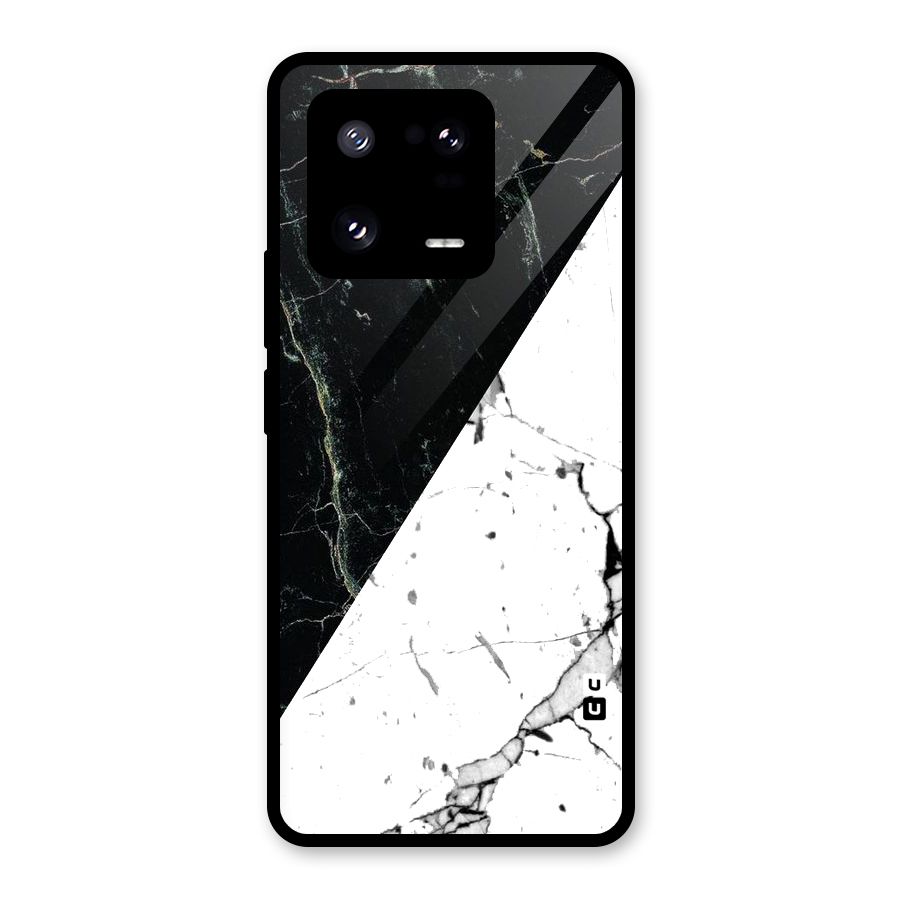 Stylish Diagonal Marble Glass Back Case for Xiaomi 13 Pro