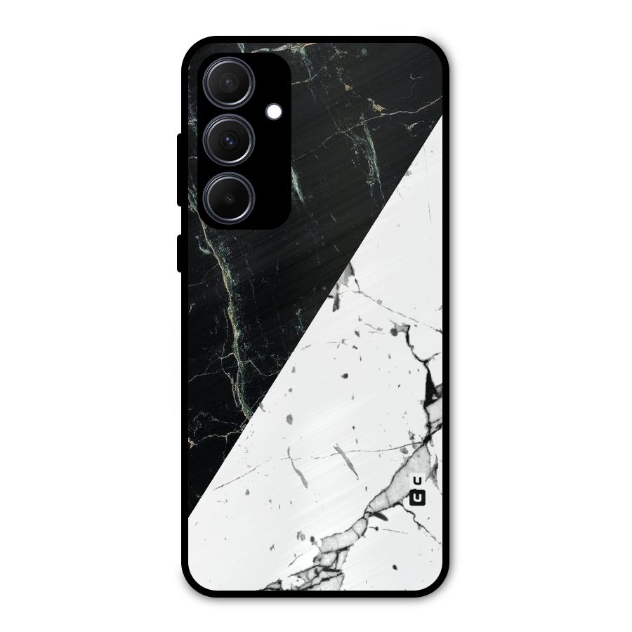 Stylish Diagonal Marble Metal Back Case for Galaxy A35