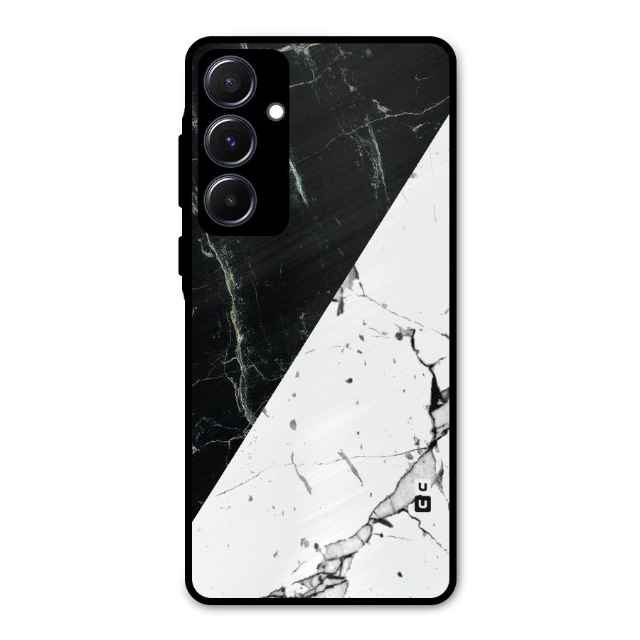 Stylish Diagonal Marble Metal Back Case for Galaxy A55