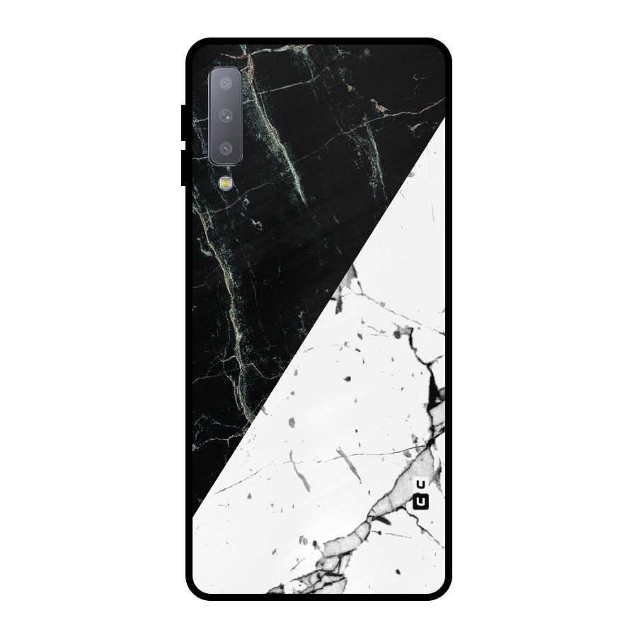 Stylish Diagonal Marble Metal Back Case for Galaxy A7 (2018)
