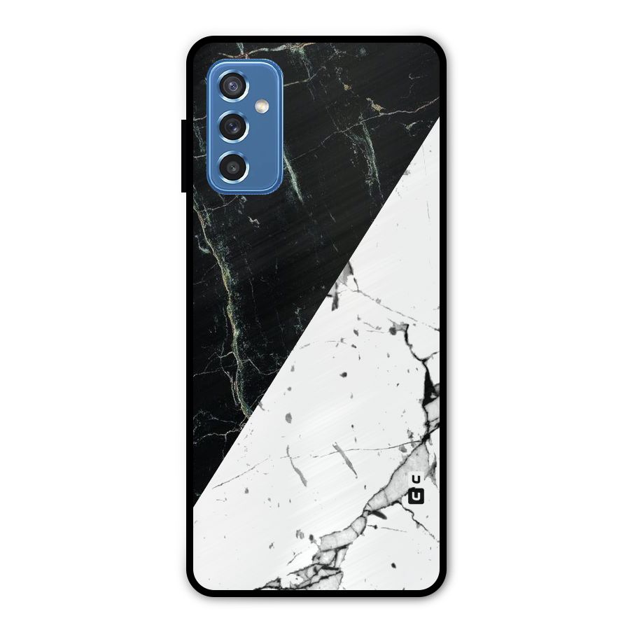 Stylish Diagonal Marble Metal Back Case for Galaxy M52 5G