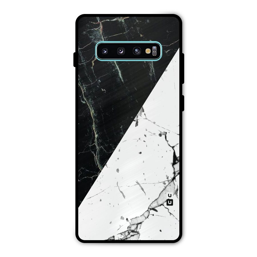 Stylish Diagonal Marble Metal Back Case for Galaxy S10 Plus