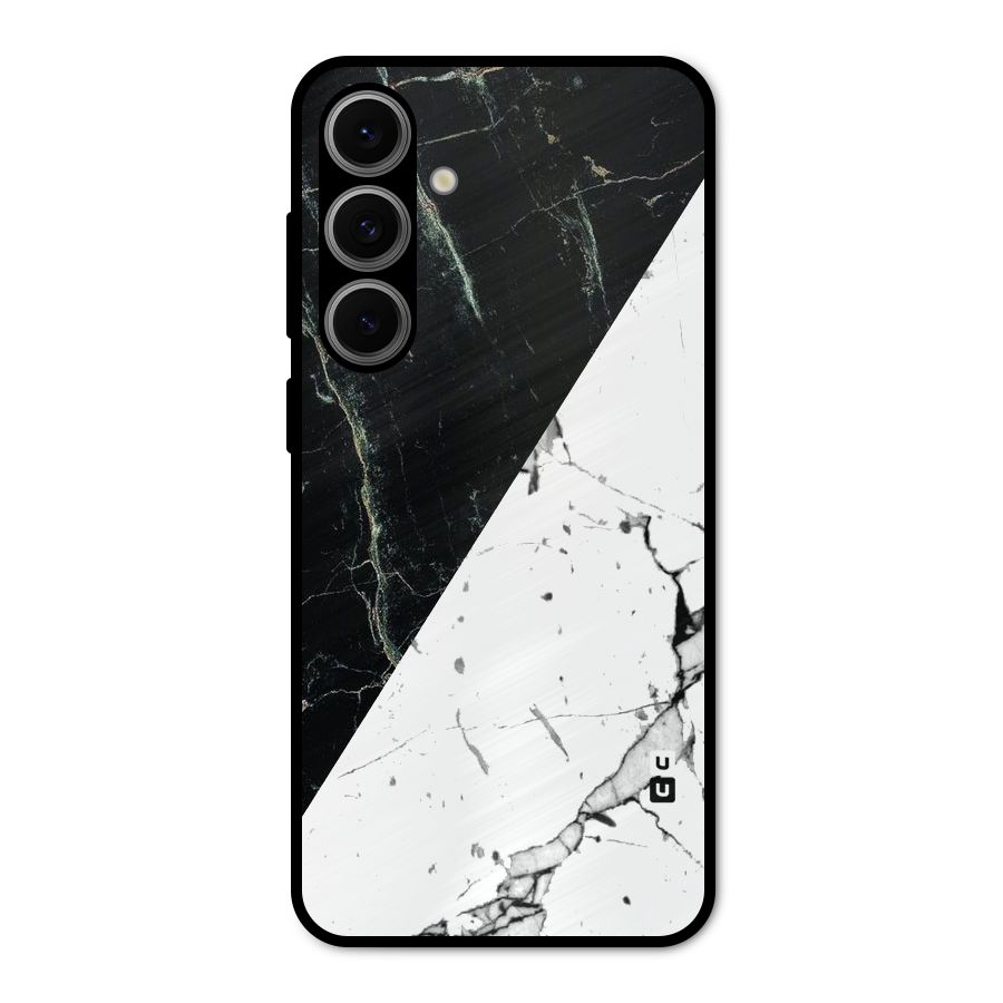 Stylish Diagonal Marble Metal Back Case for Galaxy S24 FE