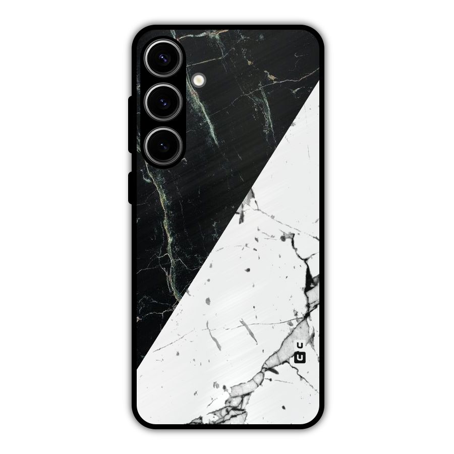 Stylish Diagonal Marble Metal Back Case for Galaxy S24 Plus