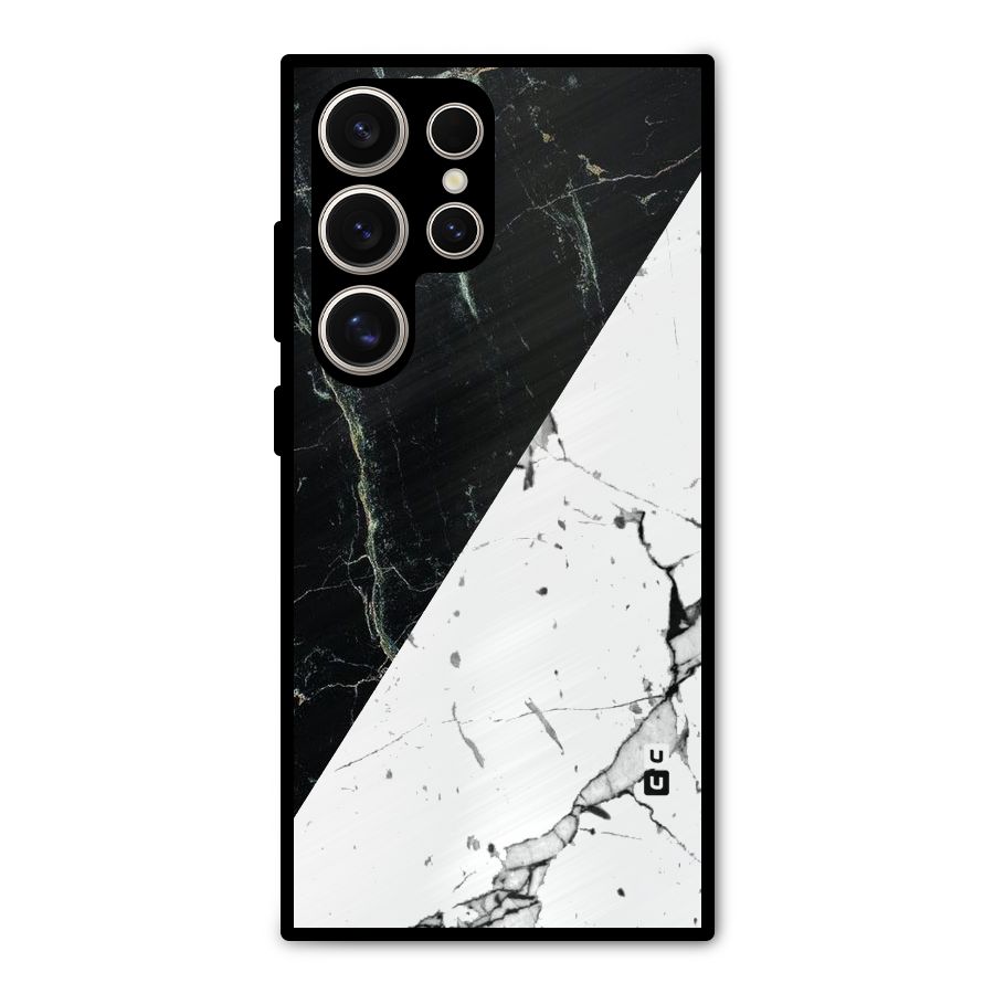 Stylish Diagonal Marble Metal Back Case for Galaxy S24 Ultra