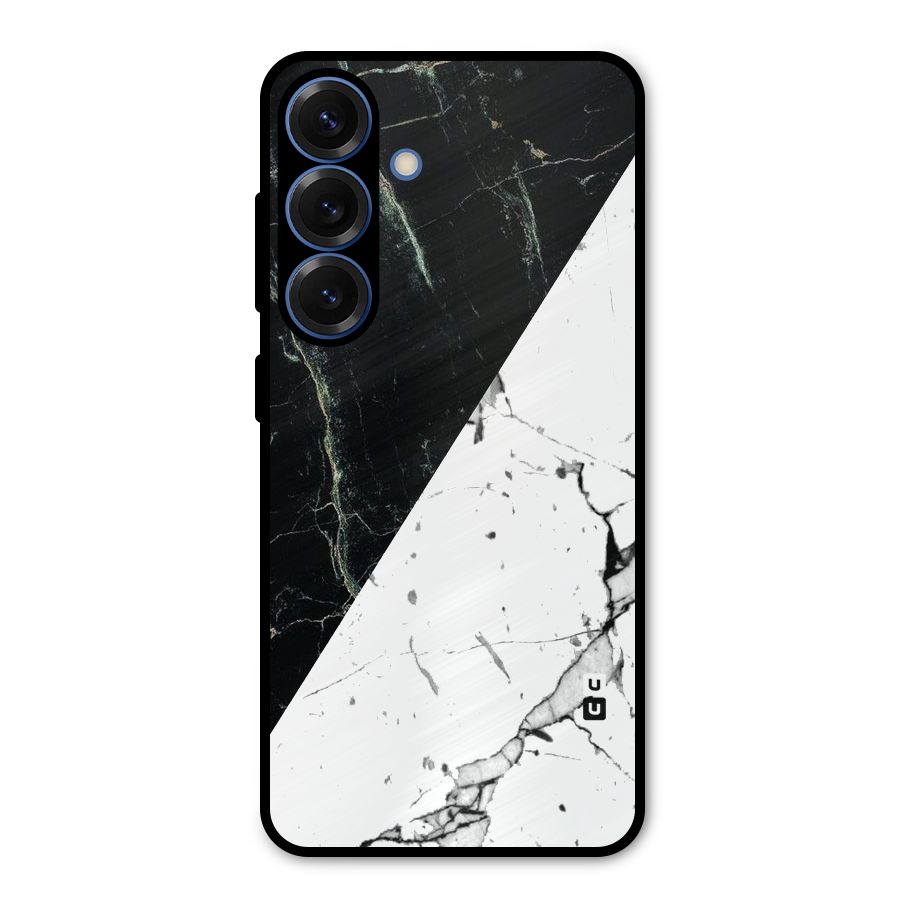 Stylish Diagonal Marble Metal Back Case for Galaxy S25