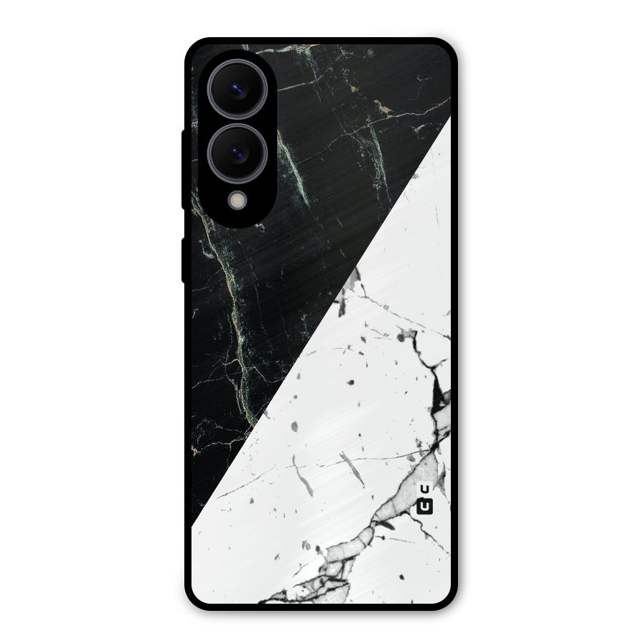 Stylish Diagonal Marble Metal Back Case for Galaxy S25 Edge