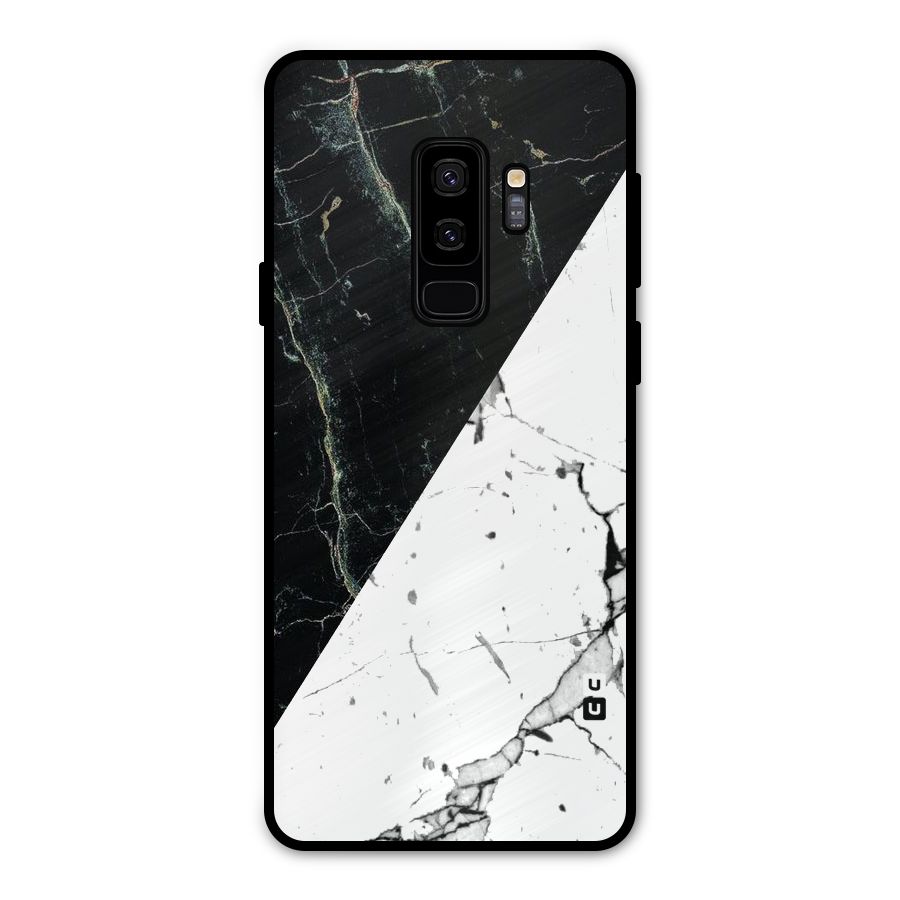 Stylish Diagonal Marble Metal Back Case for Galaxy S9 Plus