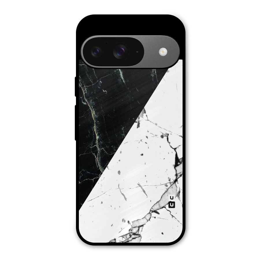Stylish Diagonal Marble Metal Back Case for Google Pixel 9