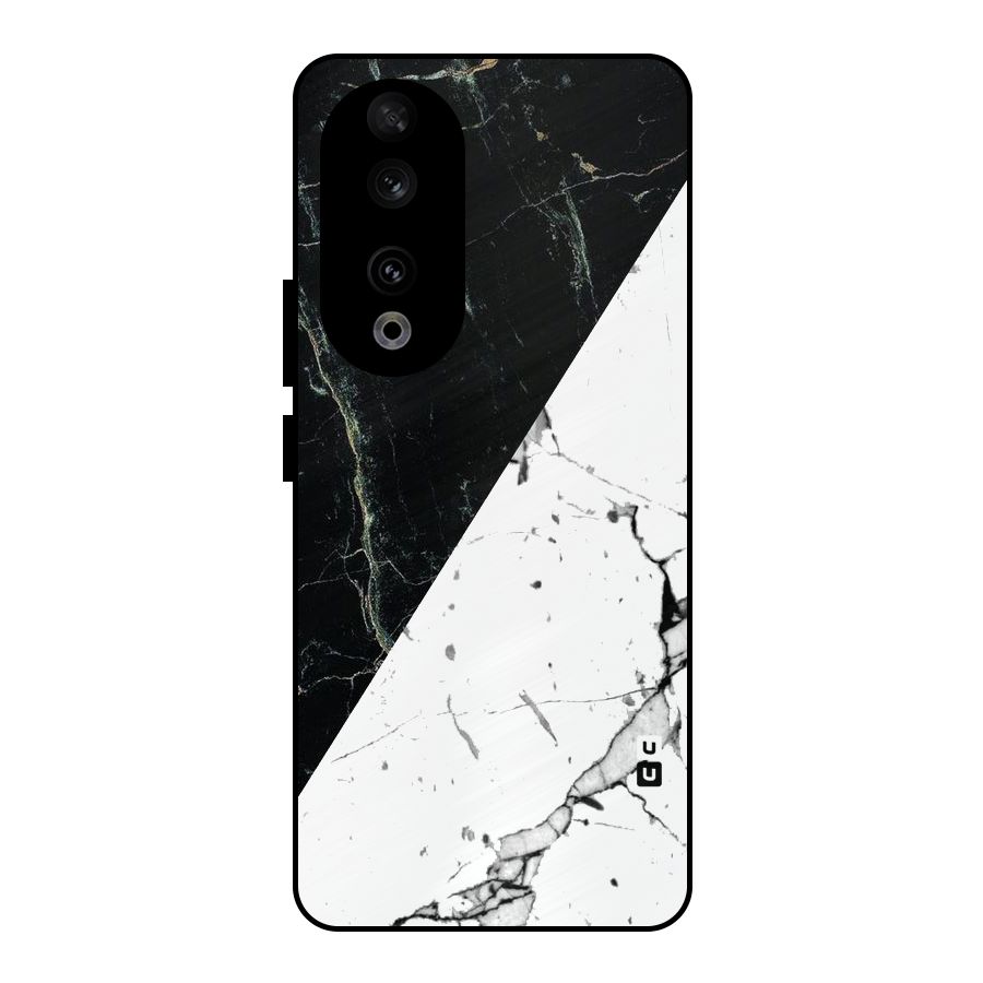 Stylish Diagonal Marble Metal Back Case for Honor 90