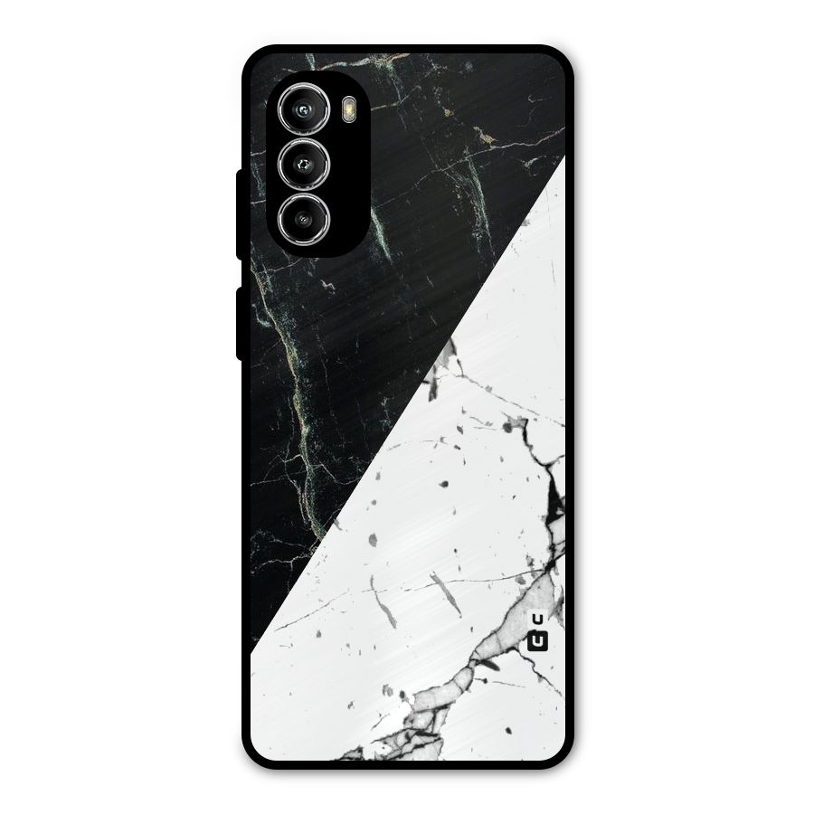 Stylish Diagonal Marble Metal Back Case for Moto G52