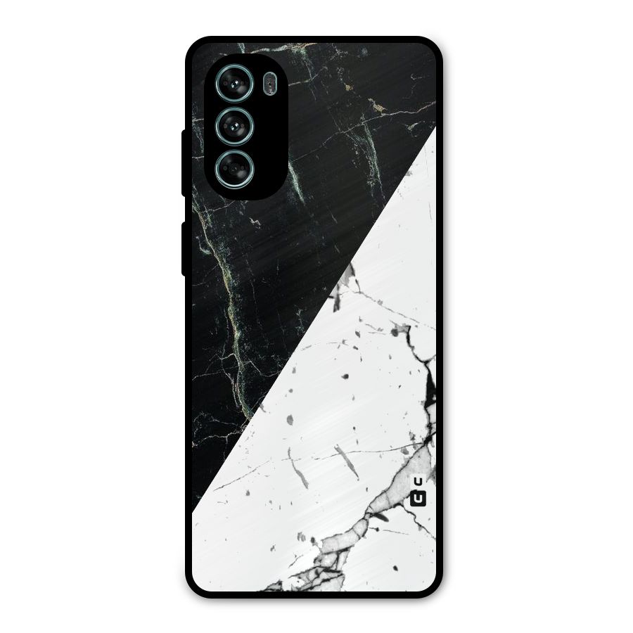 Stylish Diagonal Marble Metal Back Case for Moto G62