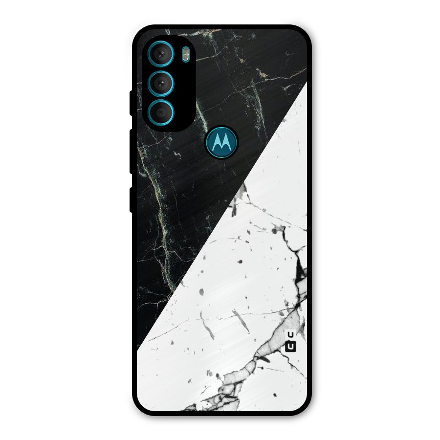 Stylish Diagonal Marble Metal Back Case for Moto G71 5G