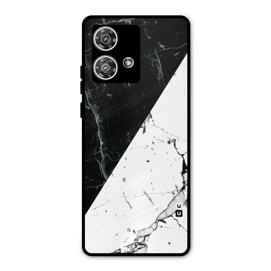 Stylish Diagonal Marble Metal Back Case for Motorola Edge 40 Neo