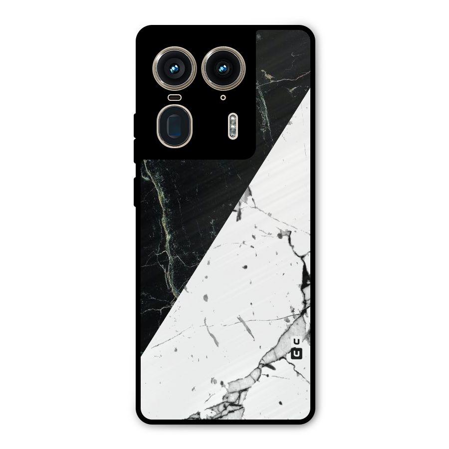 Stylish Diagonal Marble Metal Back Case for Motorola Edge 50 Ultra